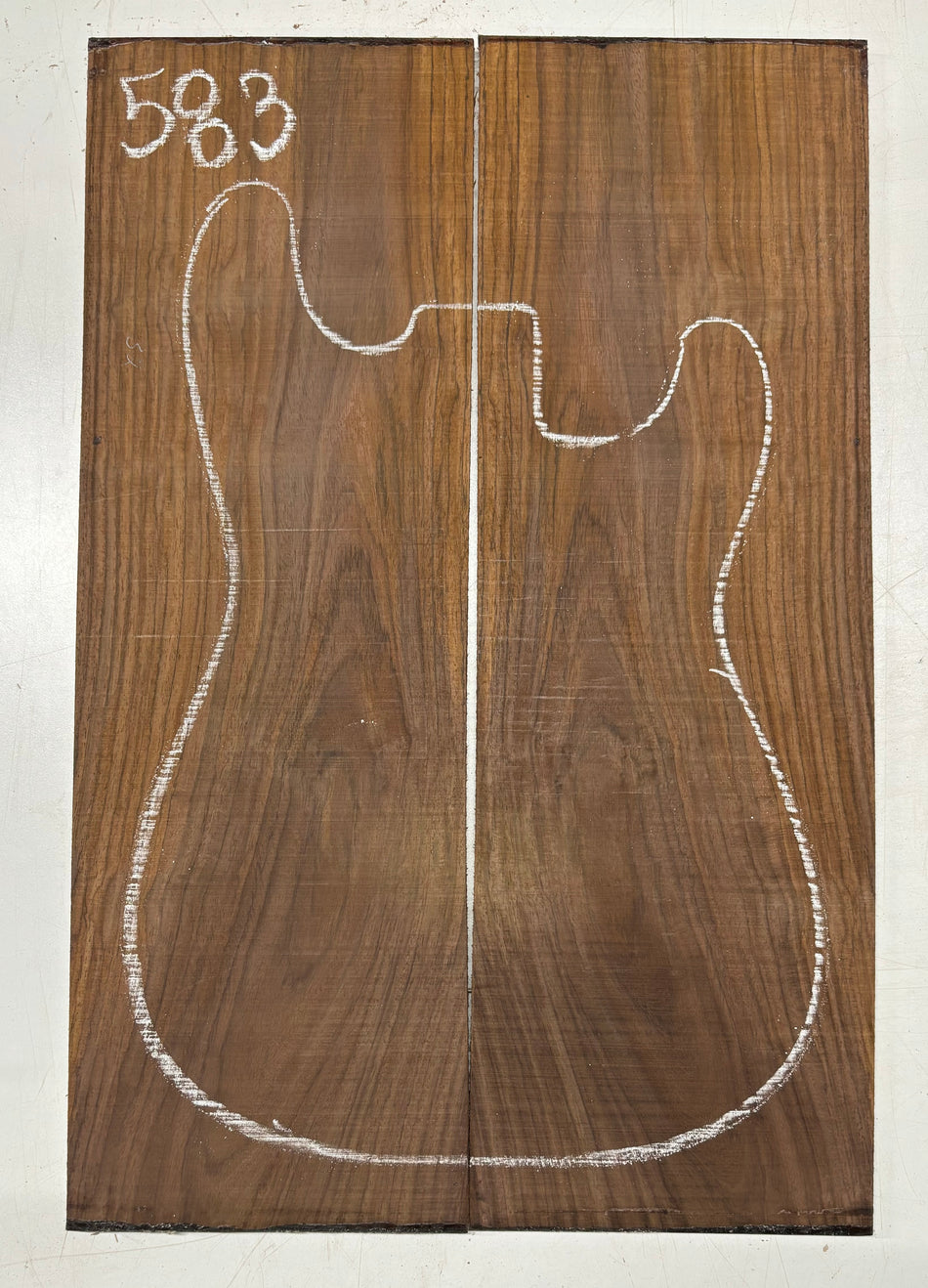 Rare Tiger Striped Rosewood Guitar Drop Top - 22-1/2" x 7-1/4" x 3/8" #583