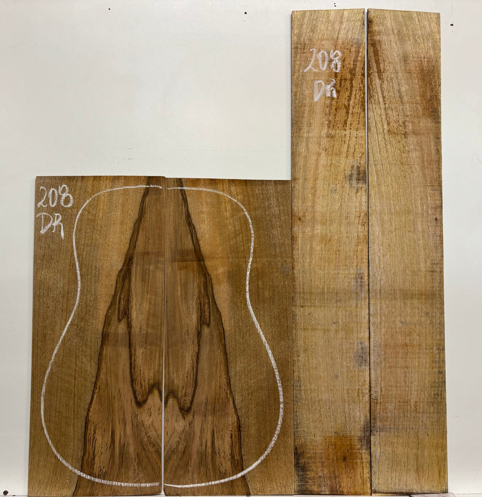 Figured Flame Mango Dreadnought Guitar Back and Side Set #208