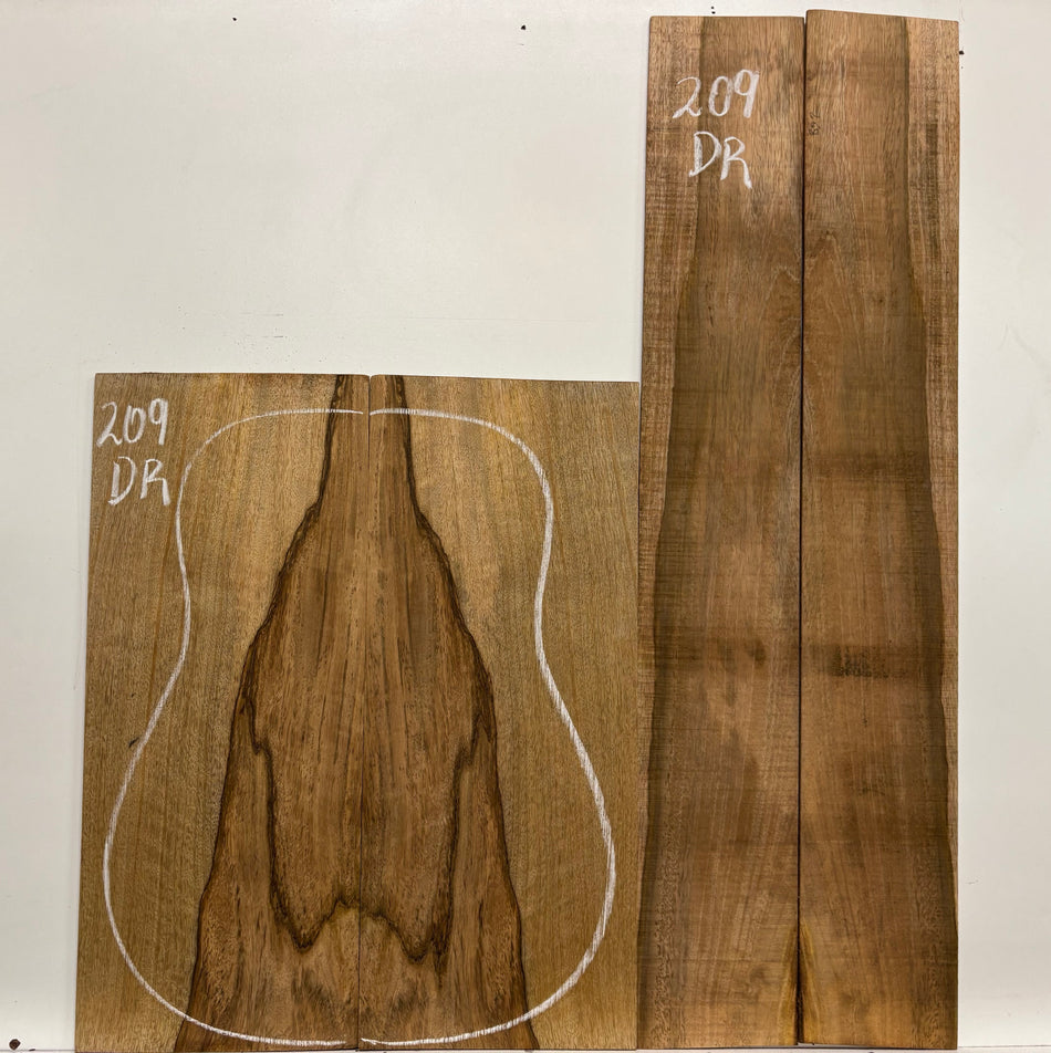 Figured Flame Mango Dreadnought Guitar Back and Side Set #209