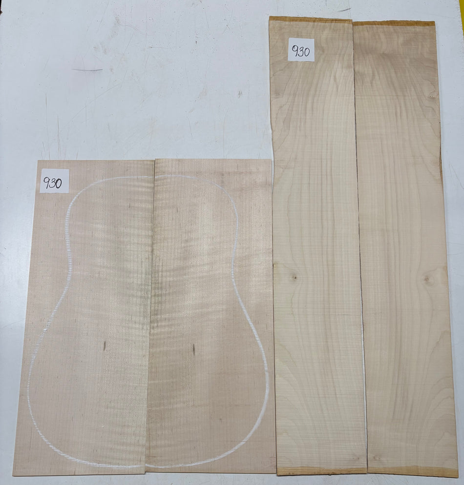 Flame Hard Maple Dreadnought Guitar Back and Side Set  #930