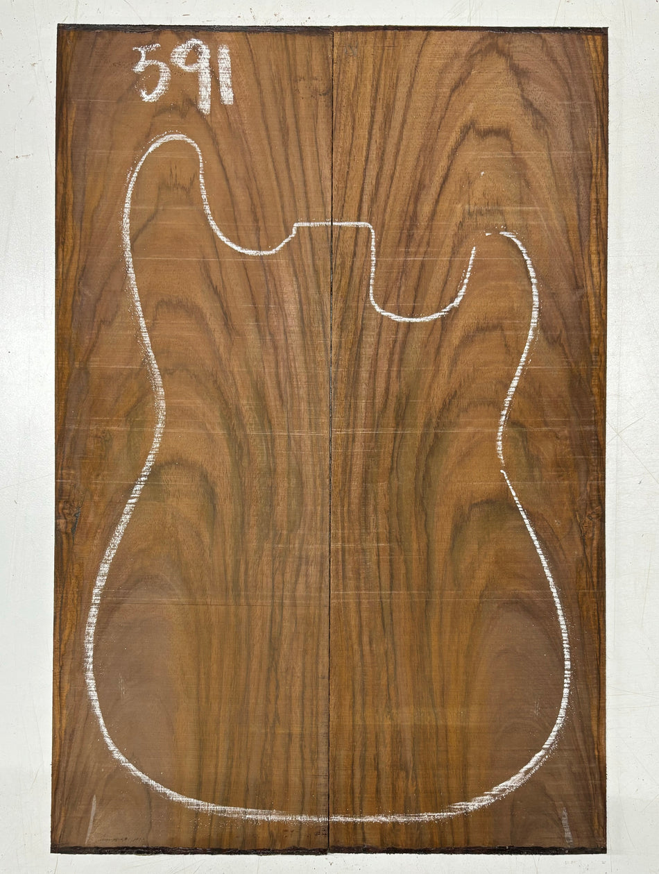 Rare Tiger Striped Rosewood Guitar Drop Top - 22-1/2" x 7-1/4" x 3/8" #591