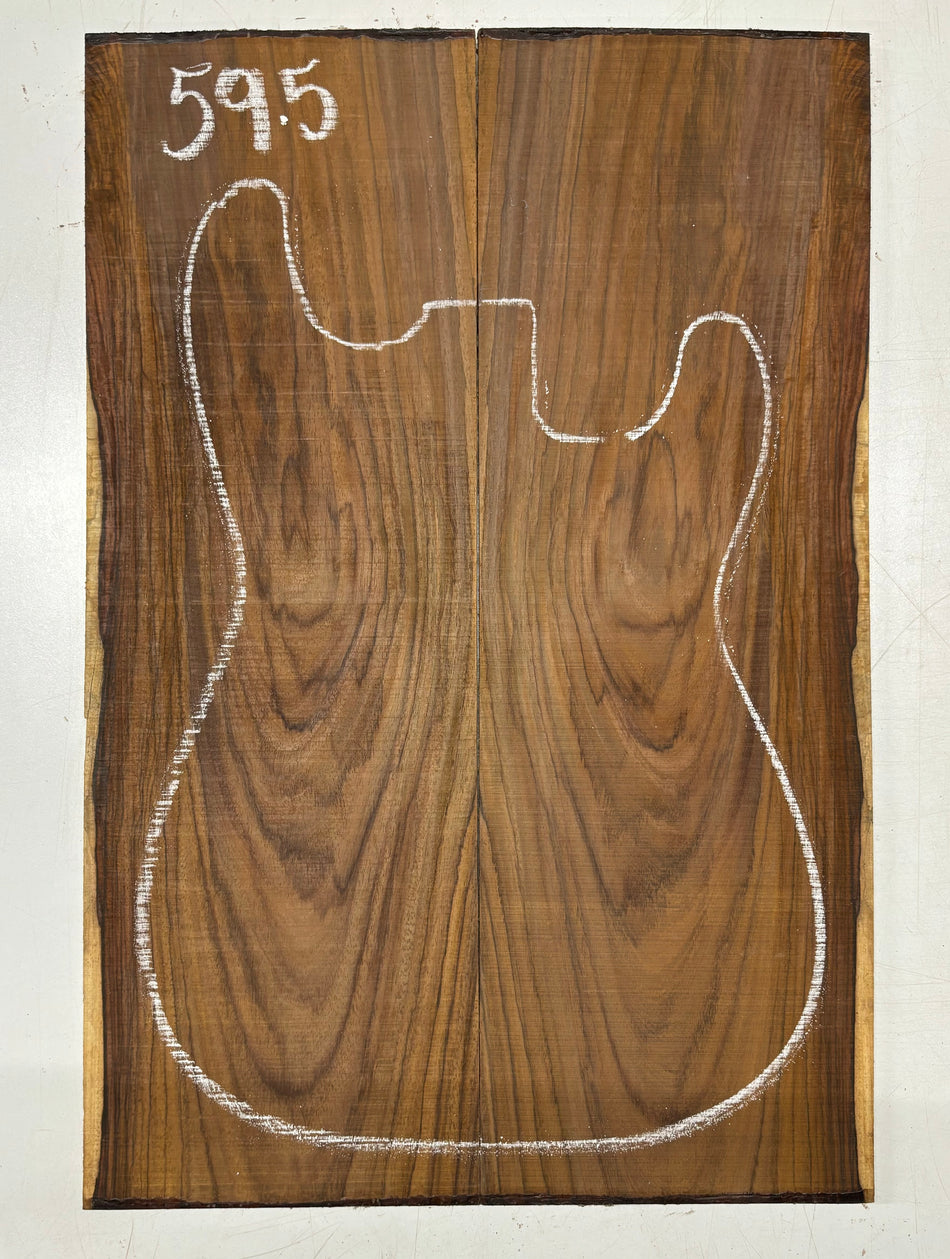 Rare Tiger Striped Rosewood Guitar Drop Top - 22-1/2" x 7-1/4" x 3/8" #595