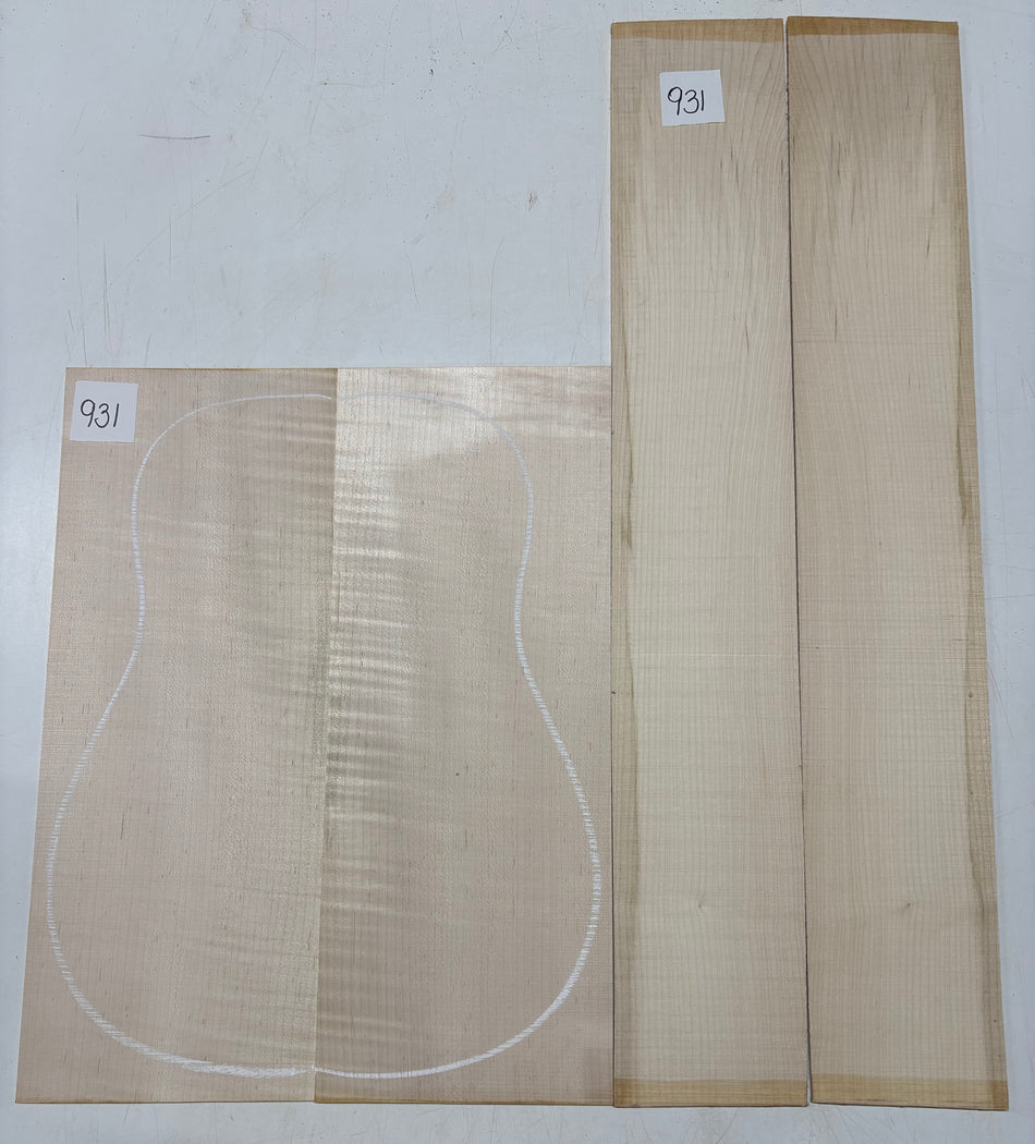 Flame Hard Maple Dreadnought Guitar Back and Side Set  #931