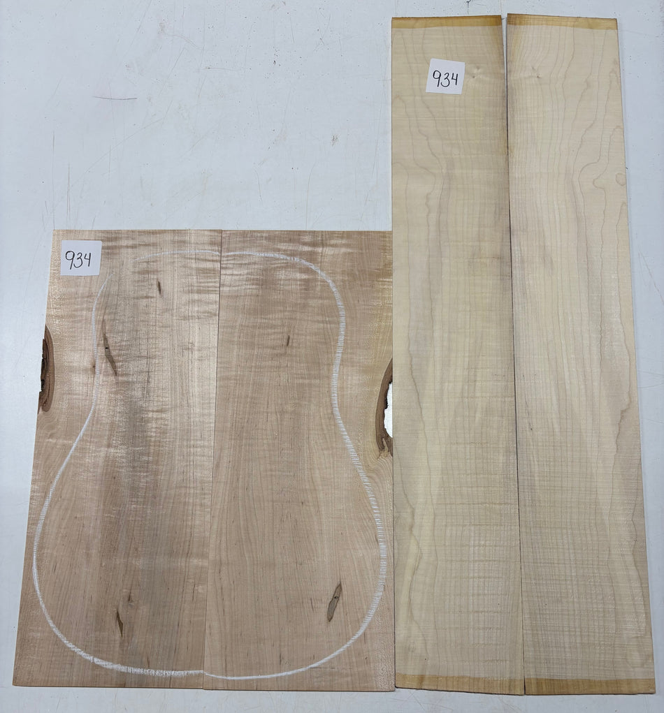 Flame Hard Maple Dreadnought Guitar Back and Side Set  #934