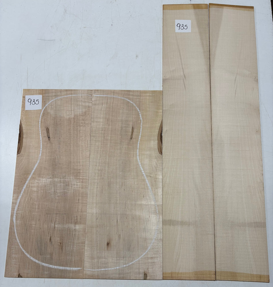 Flame Hard Maple Dreadnought Guitar Back and Side Set  #935
