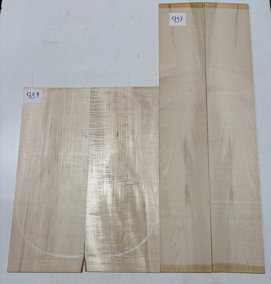 Flame Hard Maple Dreadnought Guitar Back and Side Set  #937