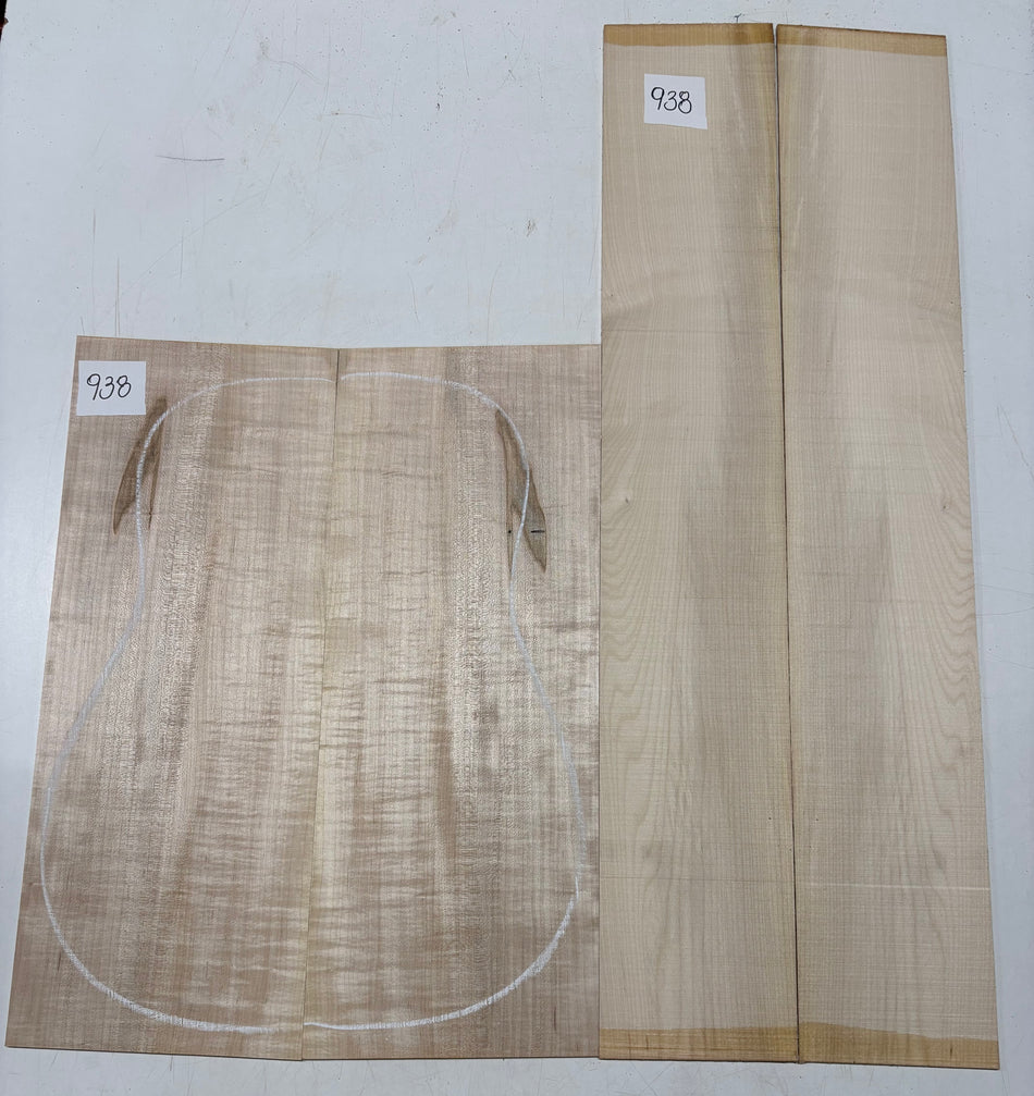 Flame Hard Maple Dreadnought Guitar Back and Side Set  #938