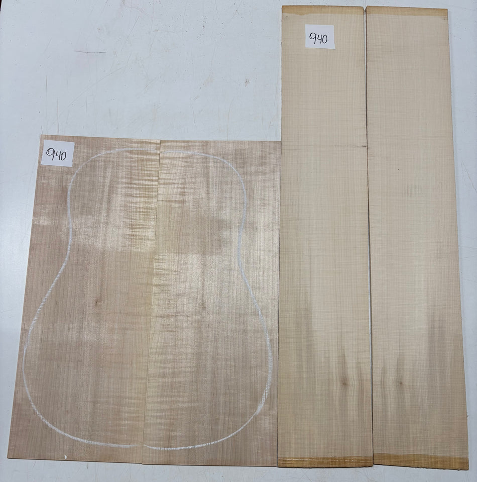 Flame Hard Maple Dreadnought Guitar Back and Side Set  #940