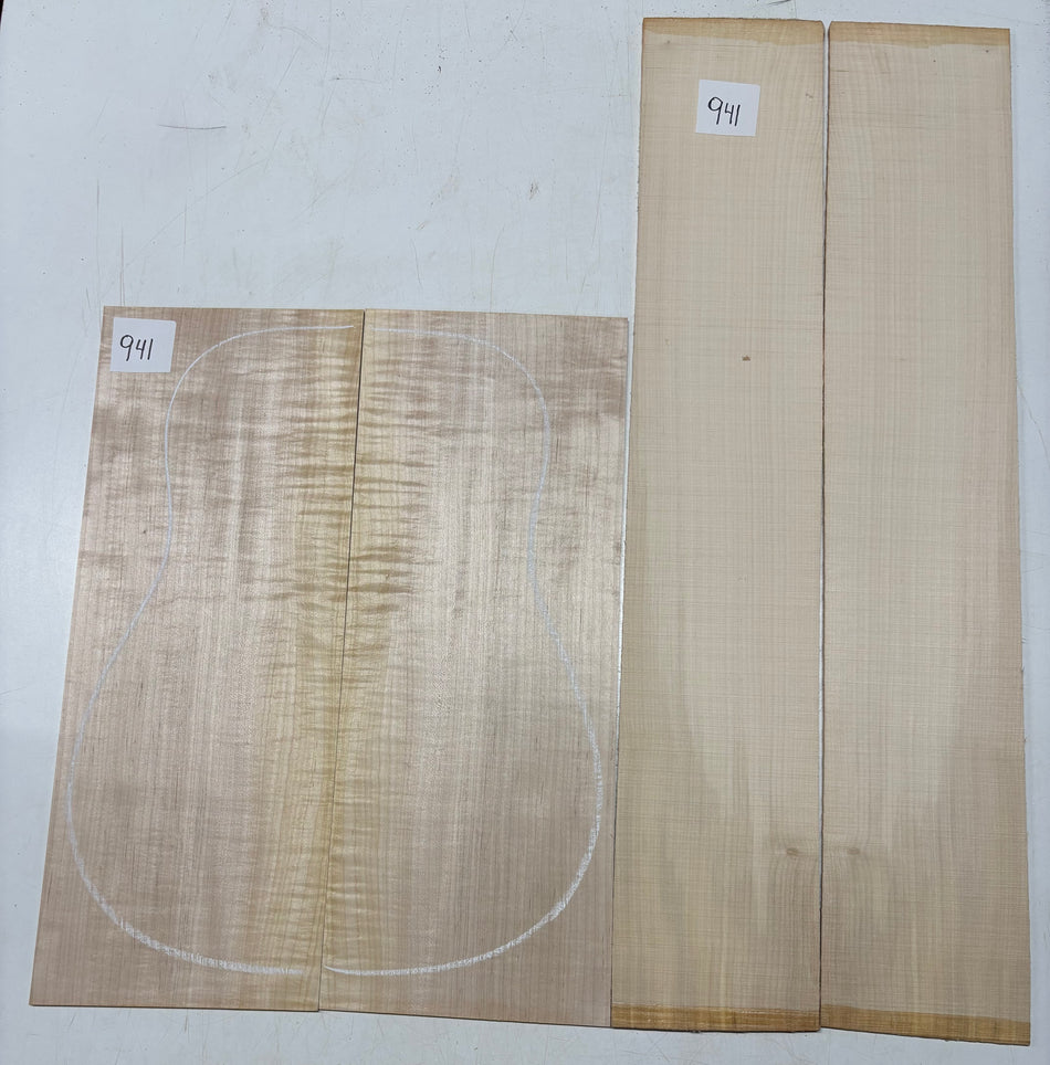 Pack of 10, Flame Hard Maple Acoustic Guitar Set Exotic Wood Zone 