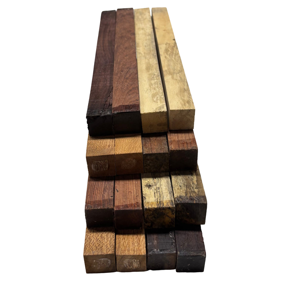 Pack Combo de 4 Espèces Kit Planche à Découper 2,54cm x 2,54cm x 30,48cm (Acajou + Bois de Rose Indien + Tamarin + Bois de Rose du Honduras) - Achetez 8 + Recevez 8 GRATUITS