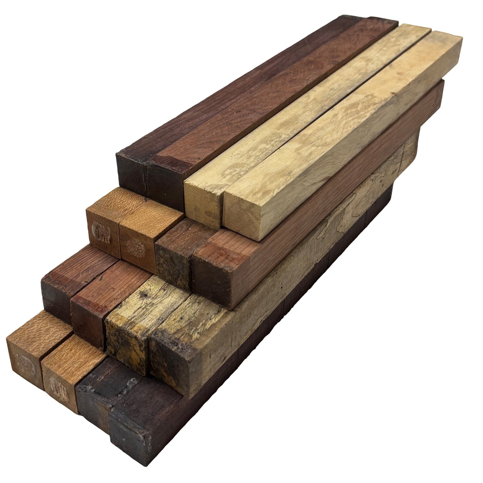 DIY Cutting Board Maker Kit - 1" x 1" x 12" | Silver Oak + Indian Rosewood + Tamarind + Honduras Rosewood (12 Pieces)