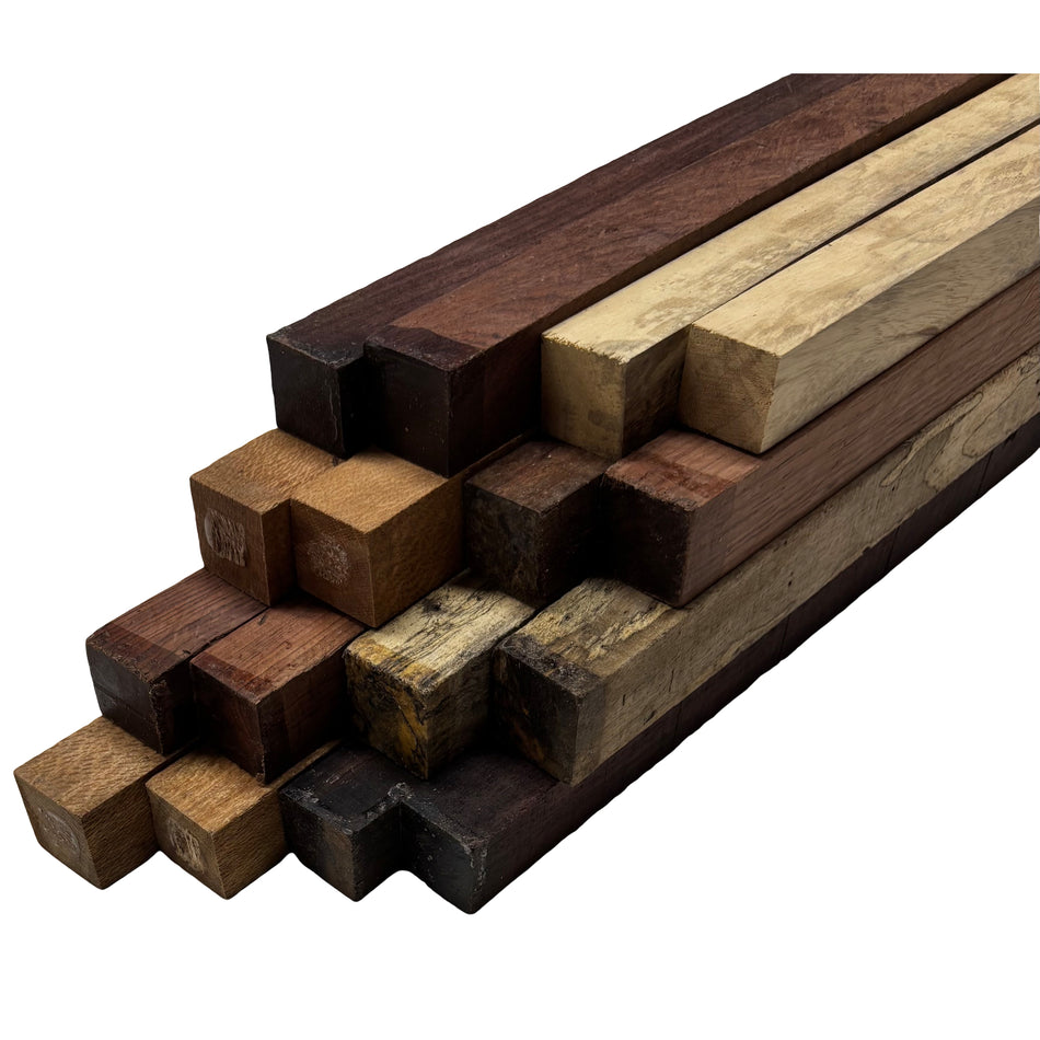DIY Cutting Board Maker Kit - 1" x 1" x 12" | Silver Oak + Indian Rosewood + Tamarind + Honduras Rosewood (12 Pieces)