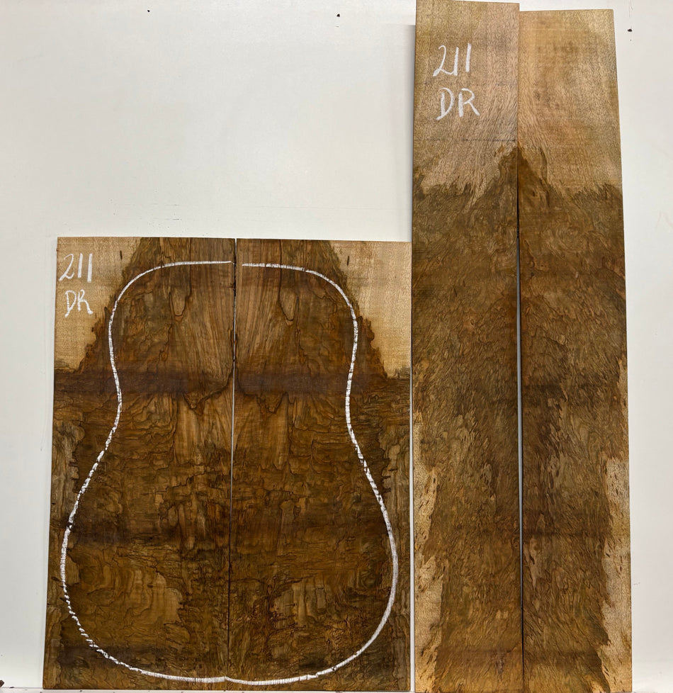Figured Flame Mango Dreadnought Guitar Back and Side Set #211