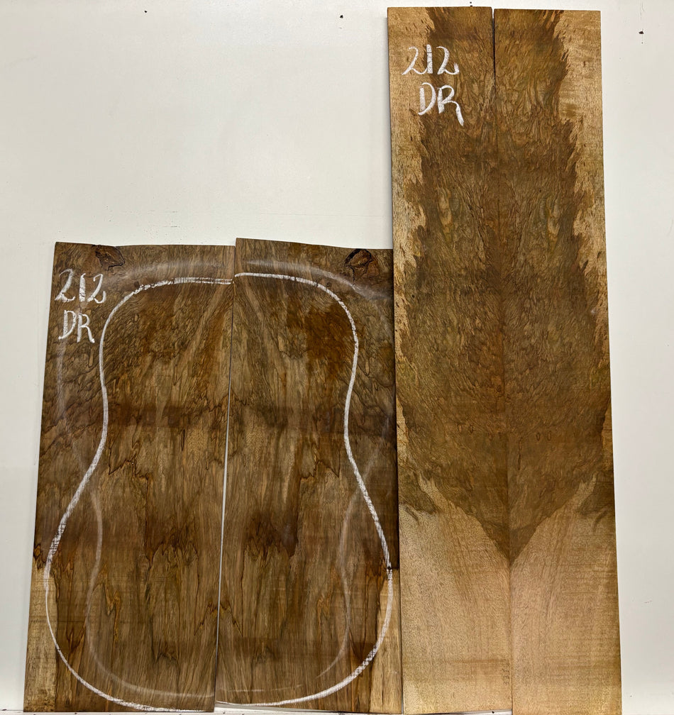 Figured Flame Mango Dreadnought Guitar Back and Side Set #212