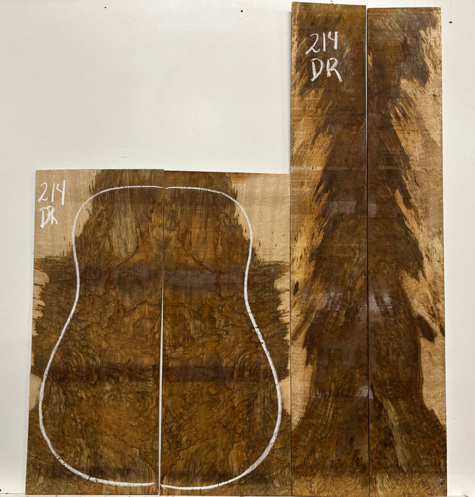 Figured Flame Mango Dreadnought Guitar Back and Side Set #214