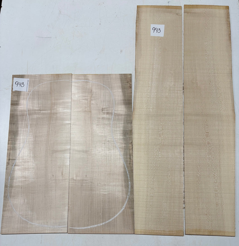 Flame Hard Maple Dreadnought Guitar Back and Side Set  #943