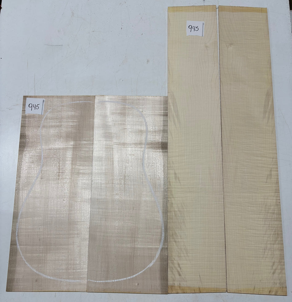 Flame Hard Maple Dreadnought Guitar Back and Side Set  #945