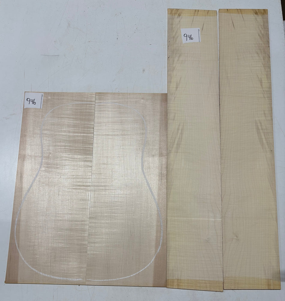 Flame Hard Maple Dreadnought Guitar Back and Side Set  #946