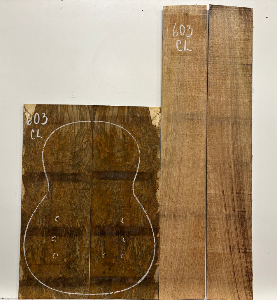 Figured Flame Mango Classical Defective Guitar Back and Side Set #603