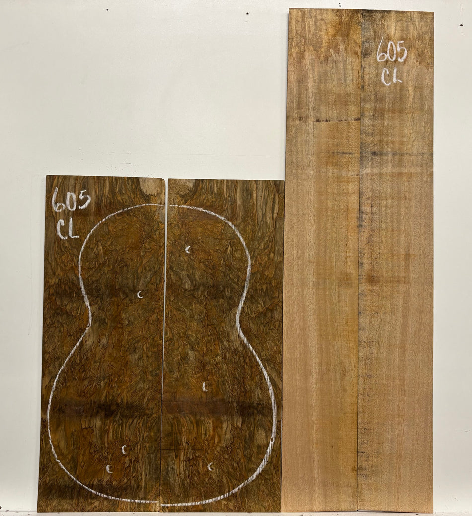 Figured Flame Mango Classical Defective Guitar Back and Side Set #605