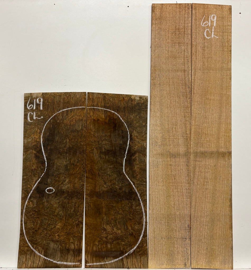 Figured Flame Mango Classical Defective Guitar Back and Side Set #619