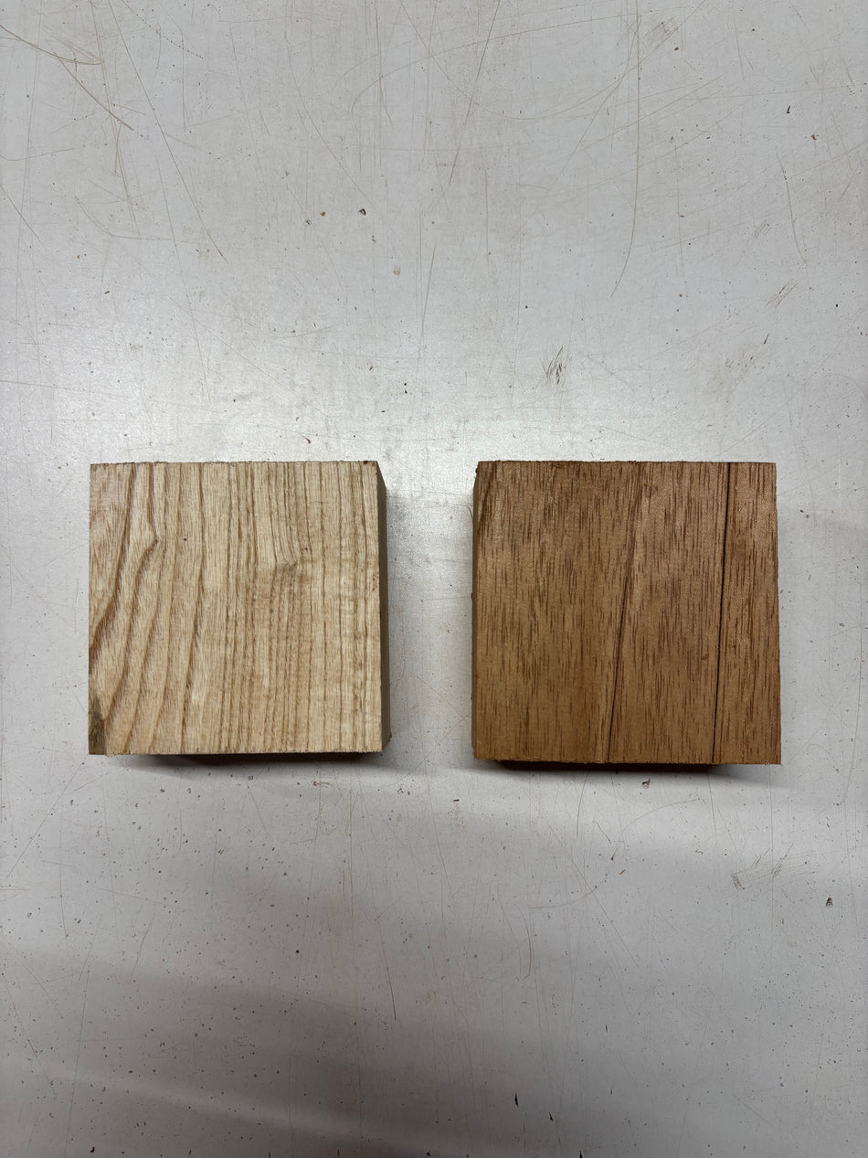 2 Pack, 2 Species Swamp Ash + Spanish Cedar Bowl Blanks 4"x4"x2"#6134
