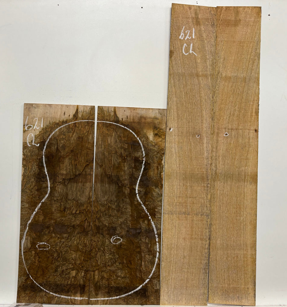 Figured Flame Mango Classical Defective Guitar Back and Side Set #621