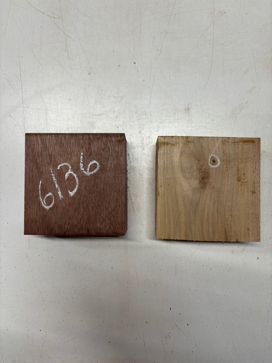 2 Pack, 2 Species Purpleheart + Ambrosia Maple Bowl Blank 5"x5"x2"#6136