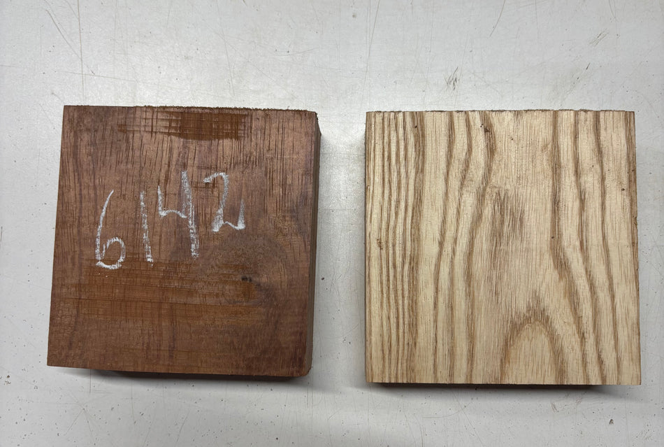 2 Pack, 2 Species Bubinga + White Ash Bowl Blanks 6"x6"x2"#6142