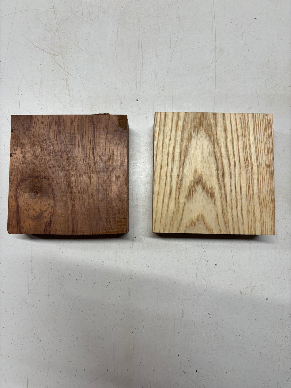 2 Pack, 2 Species Bubinga + White Ash Bowl Blanks 6"x6"x2"#6142