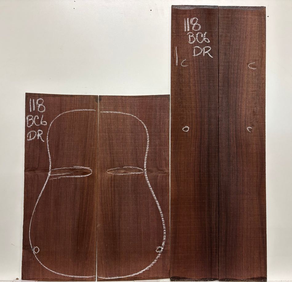 East Indian Rosewood Dreadnought Guitar Back and Side Set - BC Grade #118