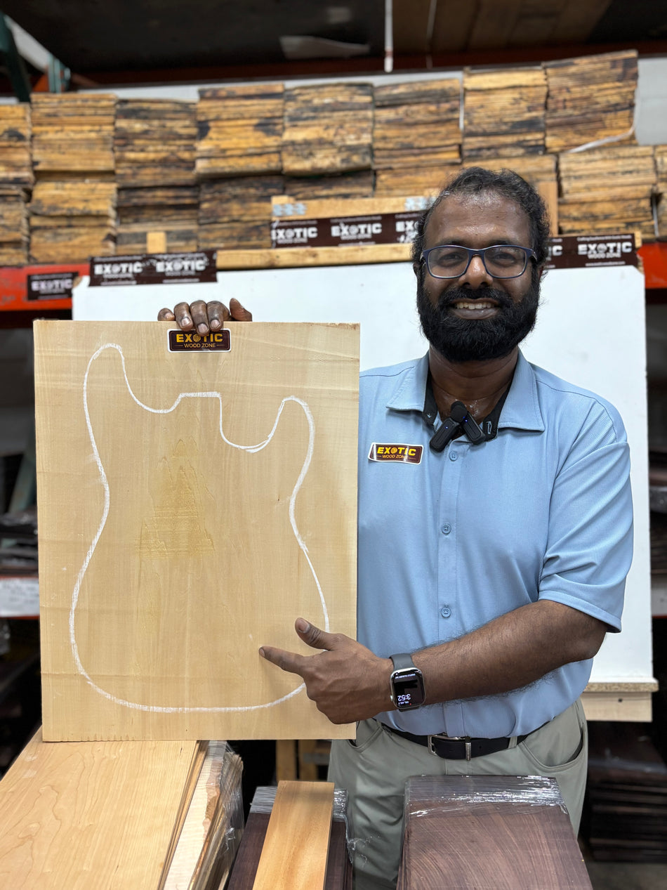 Basswood Guitar Body Blank- 21" x 15" x 1-7/8" (2 Pieces-Glued) #552