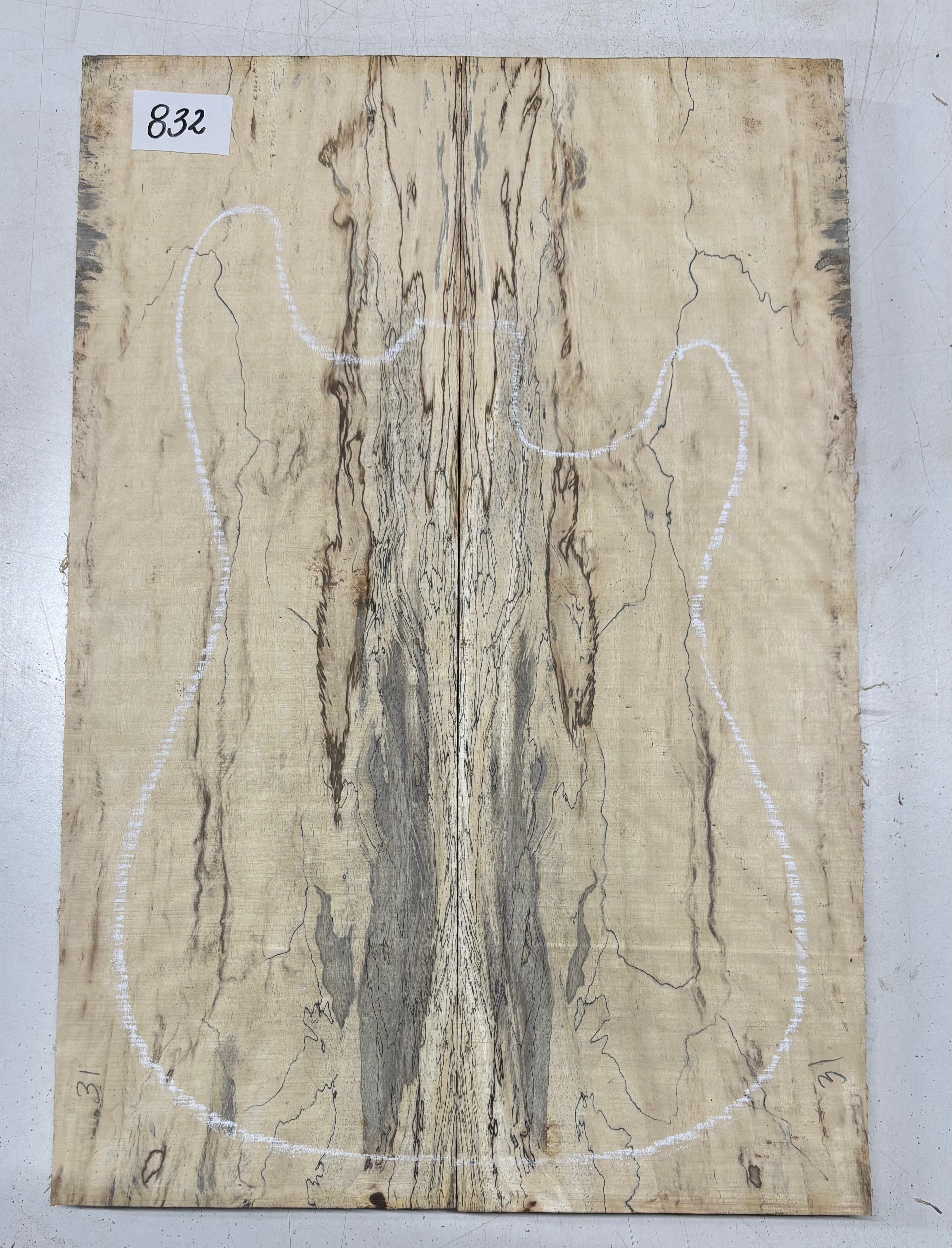 Spalted Tamarind Guitar Carved Top - 22” x 7-1/2” x 7/8” #832 Exotic Wood Zone 