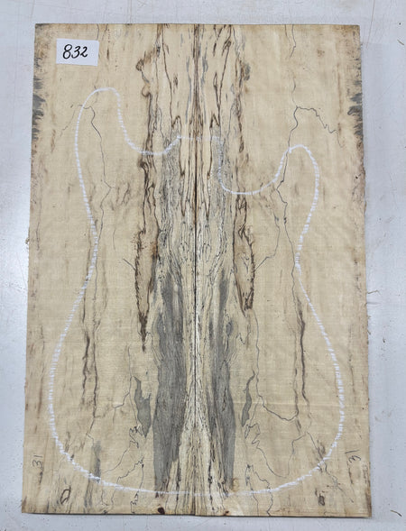 Spalted Tamarind Guitar Carved Top - 22” x 7-1/2” x 7/8” #832 Exotic Wood Zone 