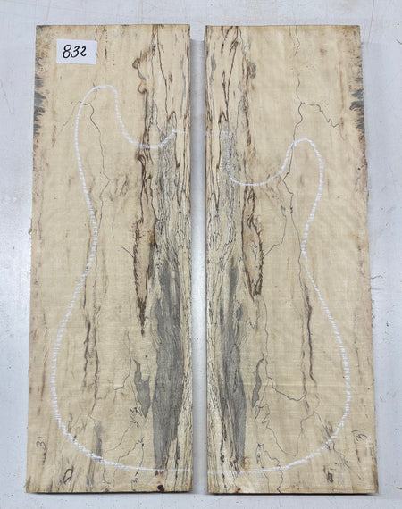 Spalted Tamarind Guitar Carved Top - 22” x 7-1/2” x 7/8” #832 Exotic Wood Zone 