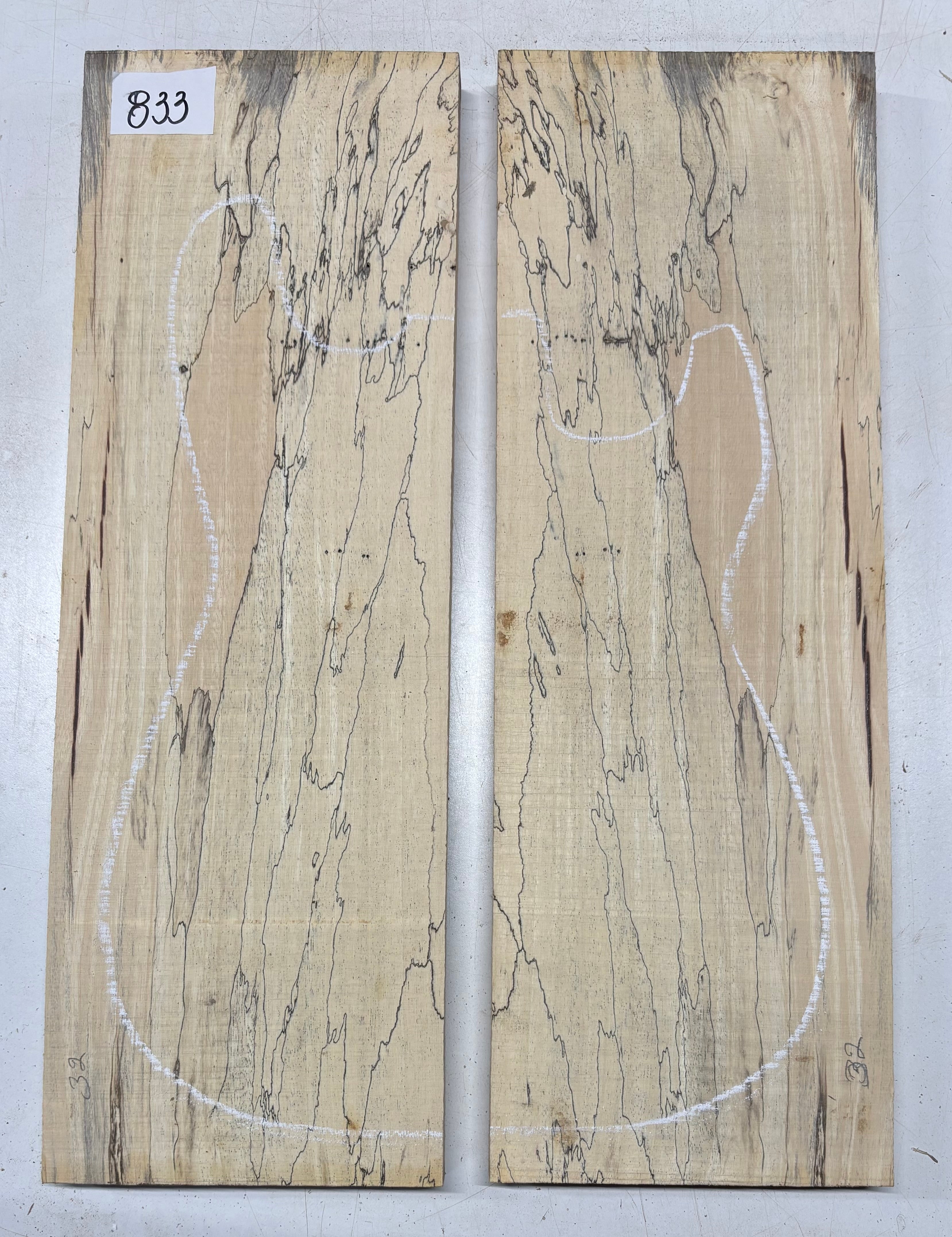 Spalted Tamarind Guitar Carved Top - 22” x 7-1/2” x 7/8” #833 Exotic Wood Zone 