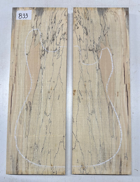 Spalted Tamarind Guitar Carved Top - 22” x 7-1/2” x 7/8” #833 Exotic Wood Zone 