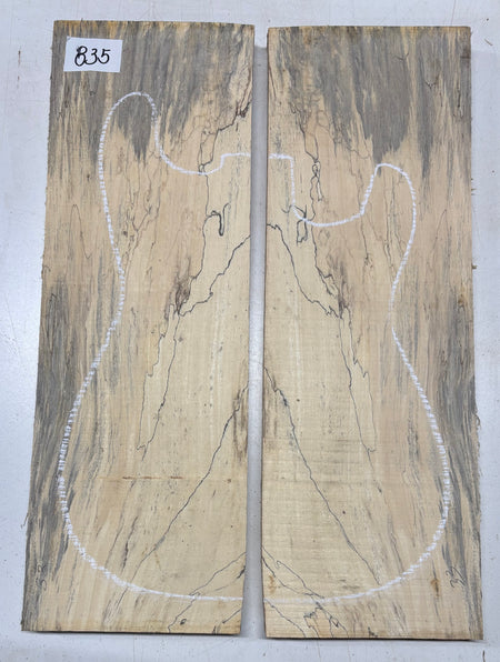 Spalted Tamarind Guitar Carved Top - 22” x 7-1/2” x 7/8” #835 Exotic Wood Zone 