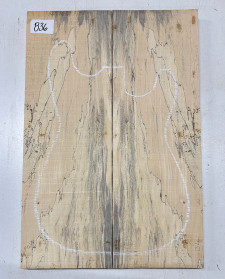 Spalted Tamarind Guitar Carved Top - 22” x 7-1/2” x 7/8” #836 Exotic Wood Zone 