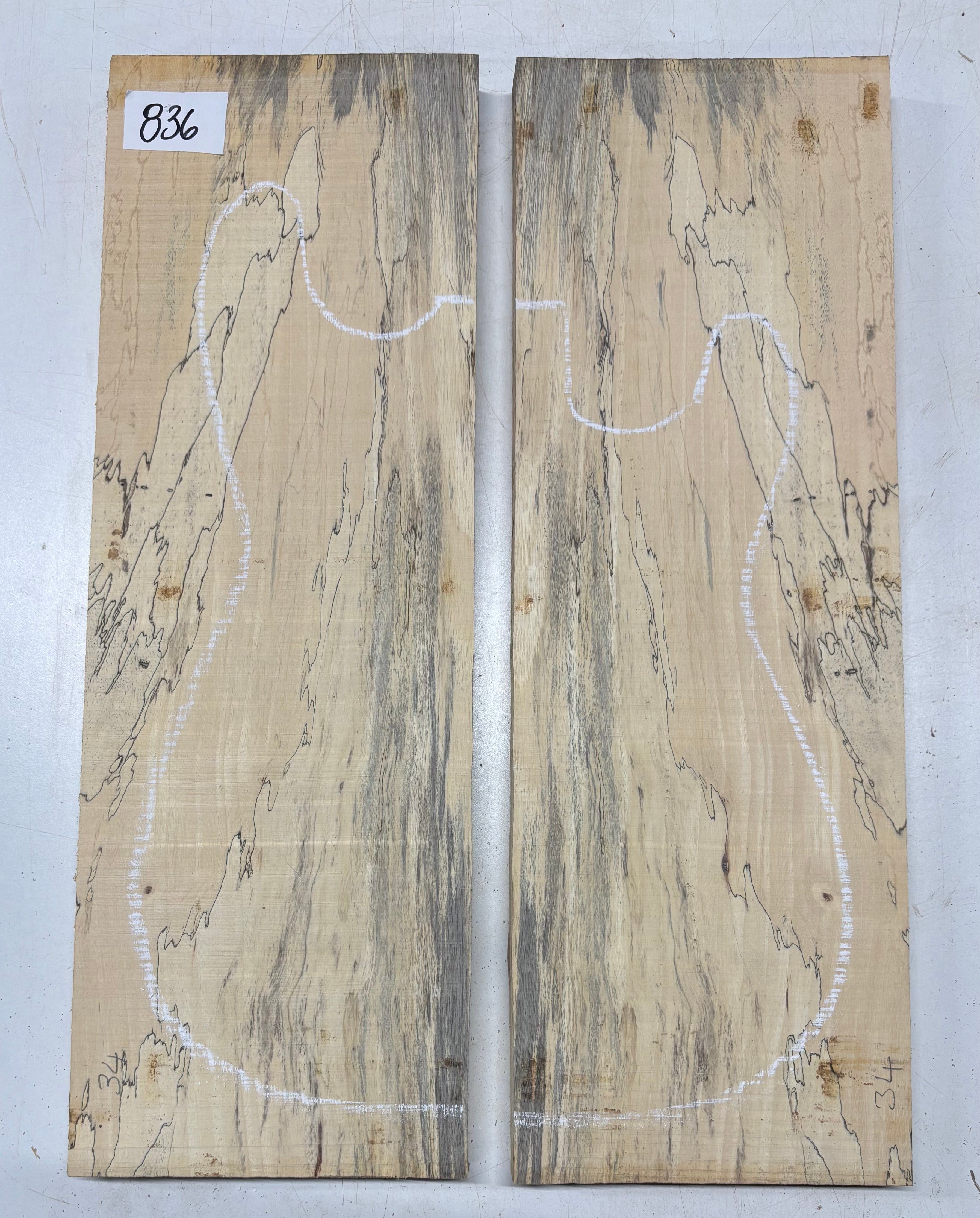 Spalted Tamarind Guitar Carved Top - 22” x 7-1/2” x 7/8” #836 Exotic Wood Zone 