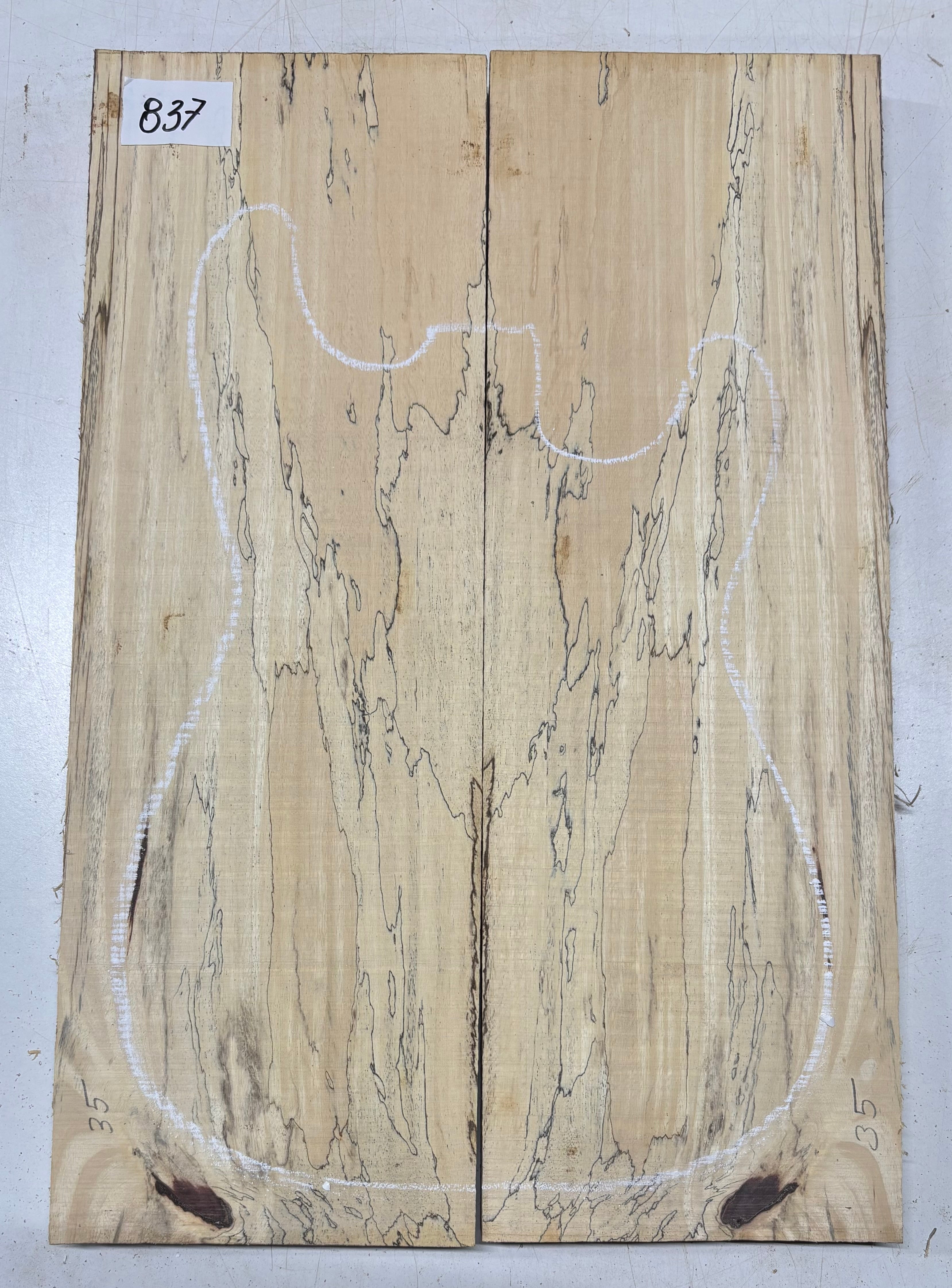 Spalted Tamarind Guitar Carved Top - 22” x 7-1/2” x 7/8” #837 Exotic Wood Zone 