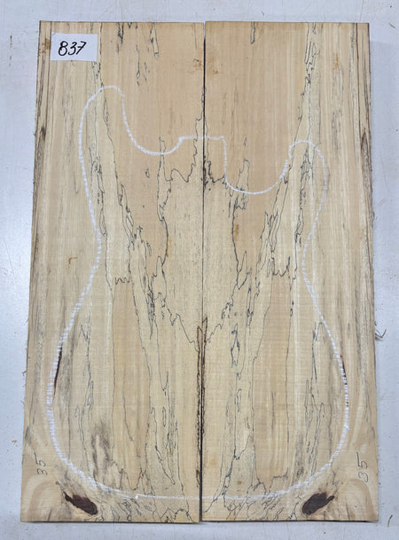 Spalted Tamarind Guitar Carved Top - 22” x 7-1/2” x 7/8” #837 Exotic Wood Zone 