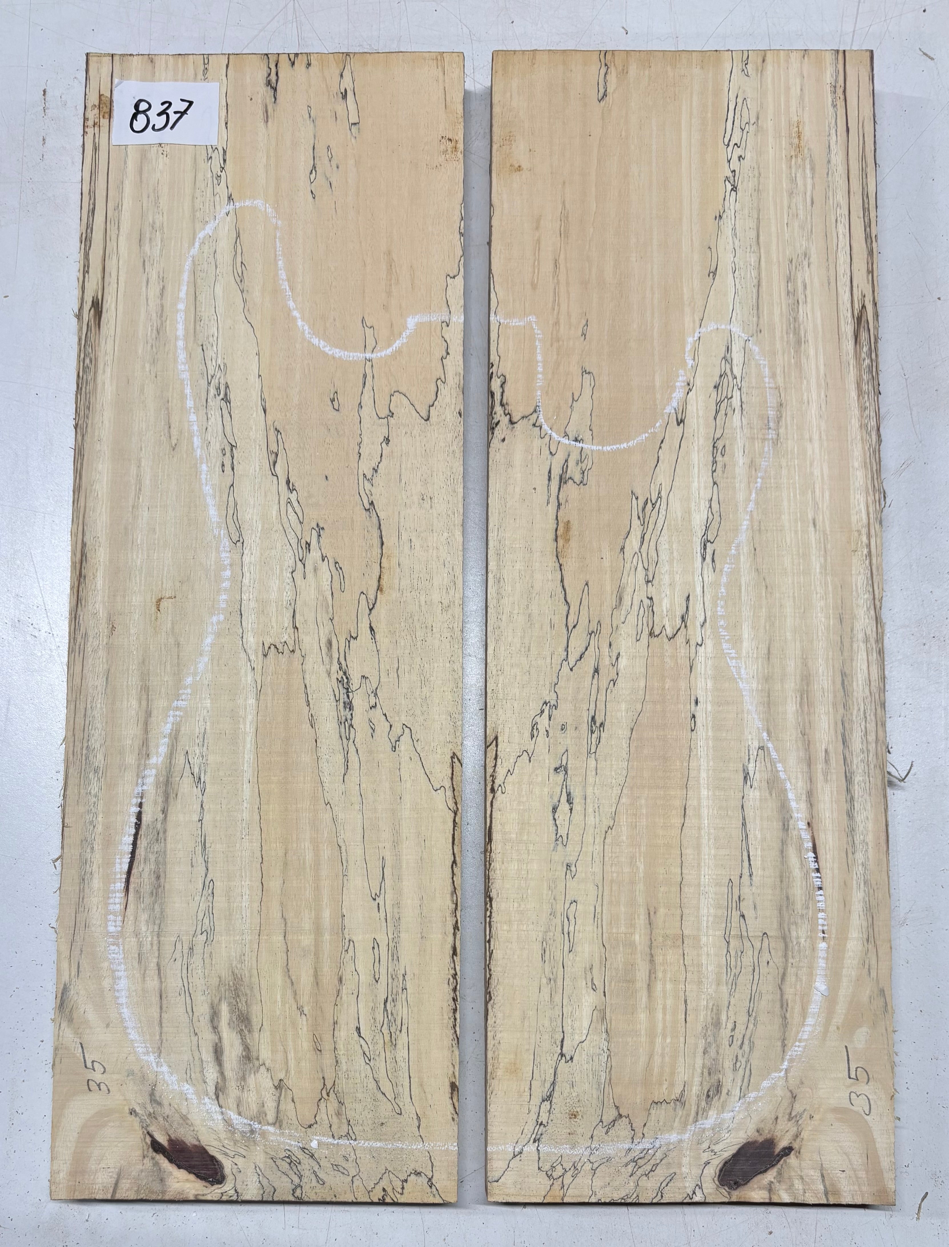 Spalted Tamarind Guitar Carved Top - 22” x 7-1/2” x 7/8” #837 Exotic Wood Zone 