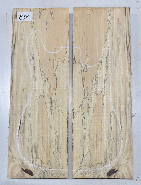 Spalted Tamarind Guitar Carved Top - 22” x 7-1/2” x 7/8” #837 Exotic Wood Zone 