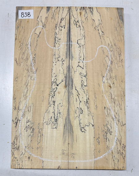 Spalted Tamarind Guitar Carved Top - 22” x 7-1/2” x 7/8” #838 Exotic Wood Zone 