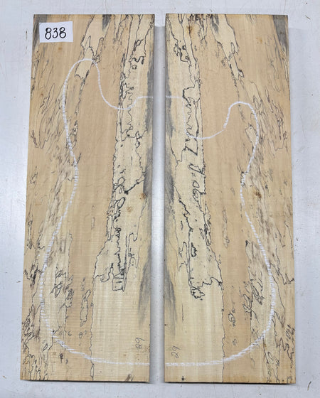 Spalted Tamarind Guitar Carved Top - 22” x 7-1/2” x 7/8” #838 Exotic Wood Zone 