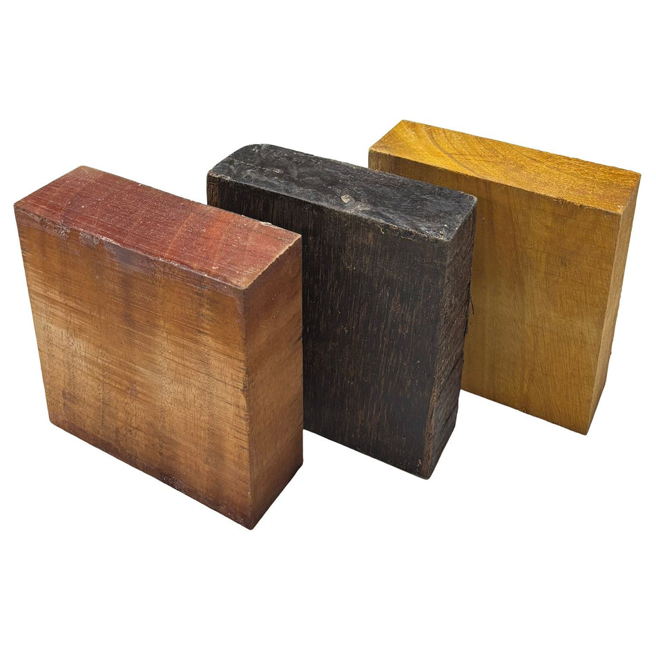 Combo Pack of 3, Bowl Blanks 6" x 6" x 2" (Osage Orange, Black Palm, Mahogany)