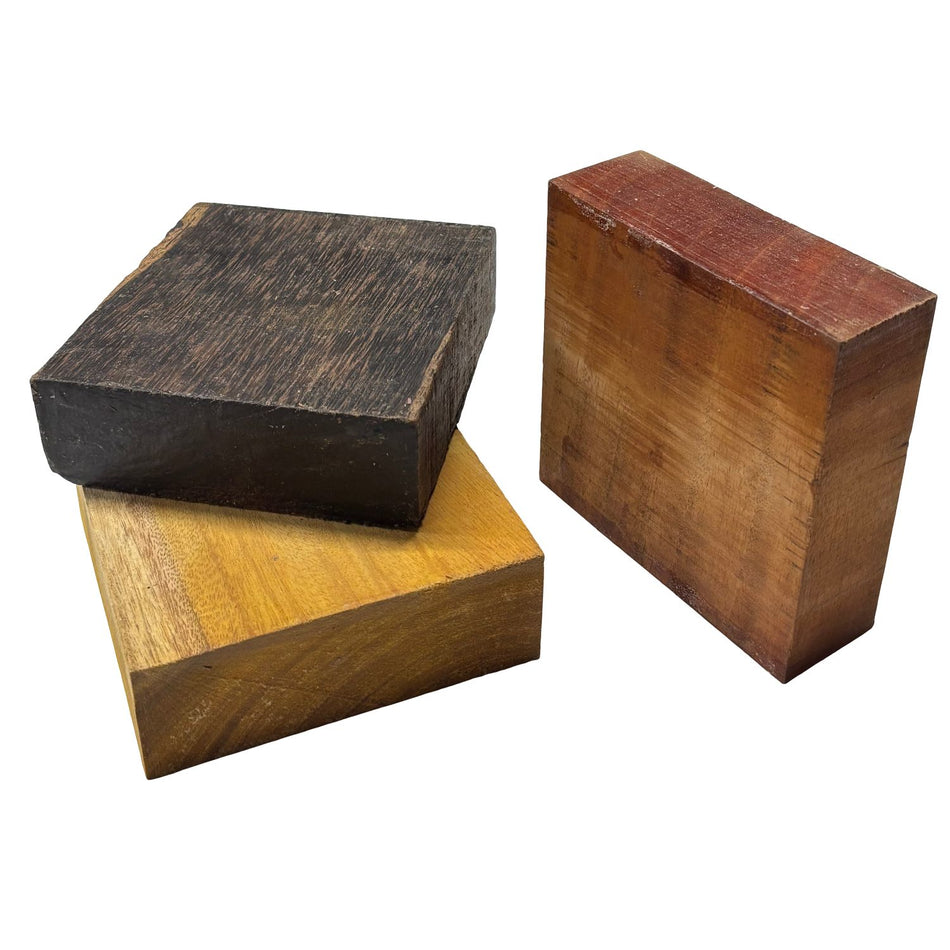 Combo Pack of 3, Bowl Blanks 6" x 6" x 2" (Osage Orange, Black Palm, Mahogany)