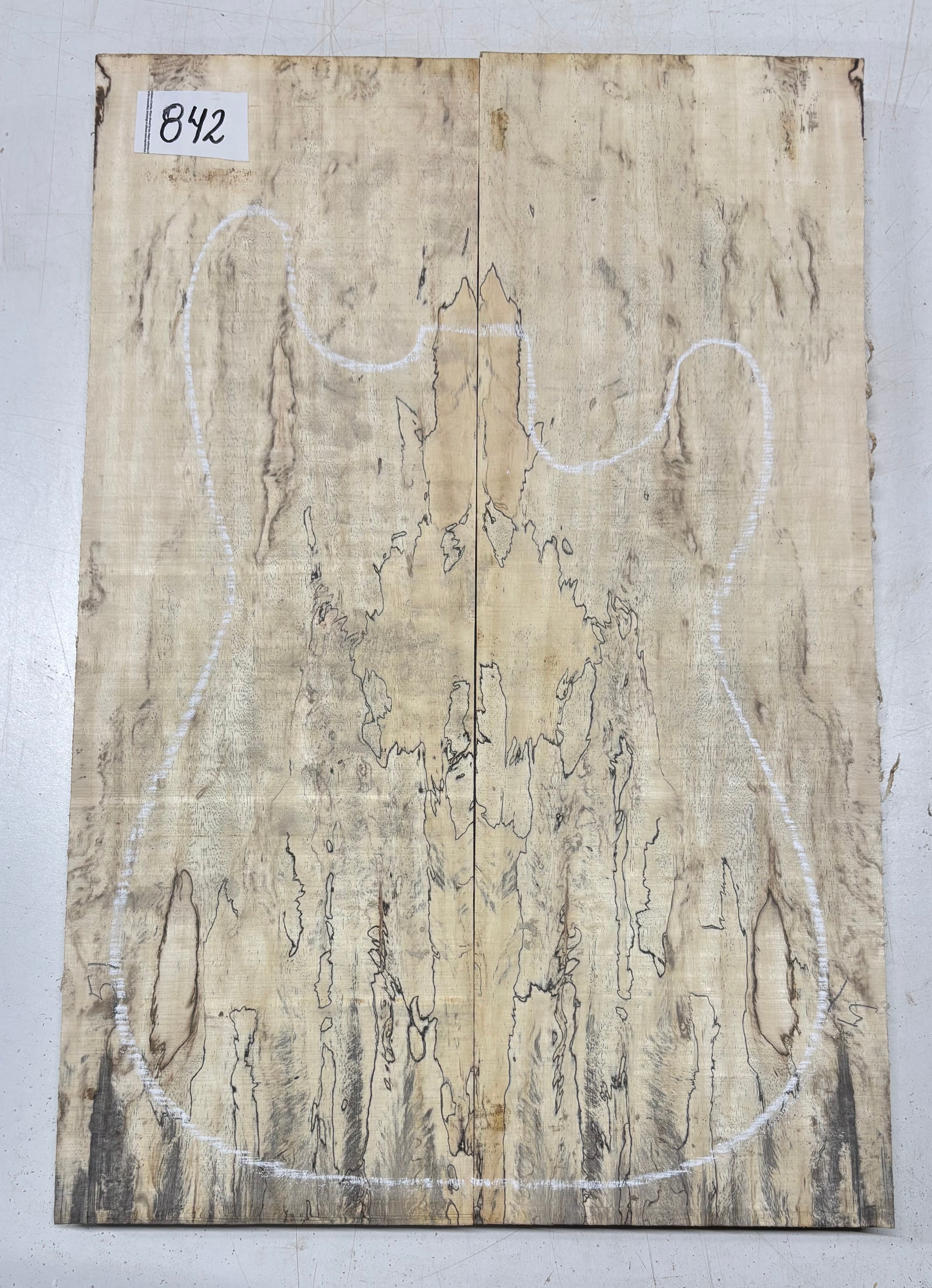 Spalted Tamarind Guitar Carved Top - 22” x 7-1/2” x 7/8” #842 Exotic Wood Zone 