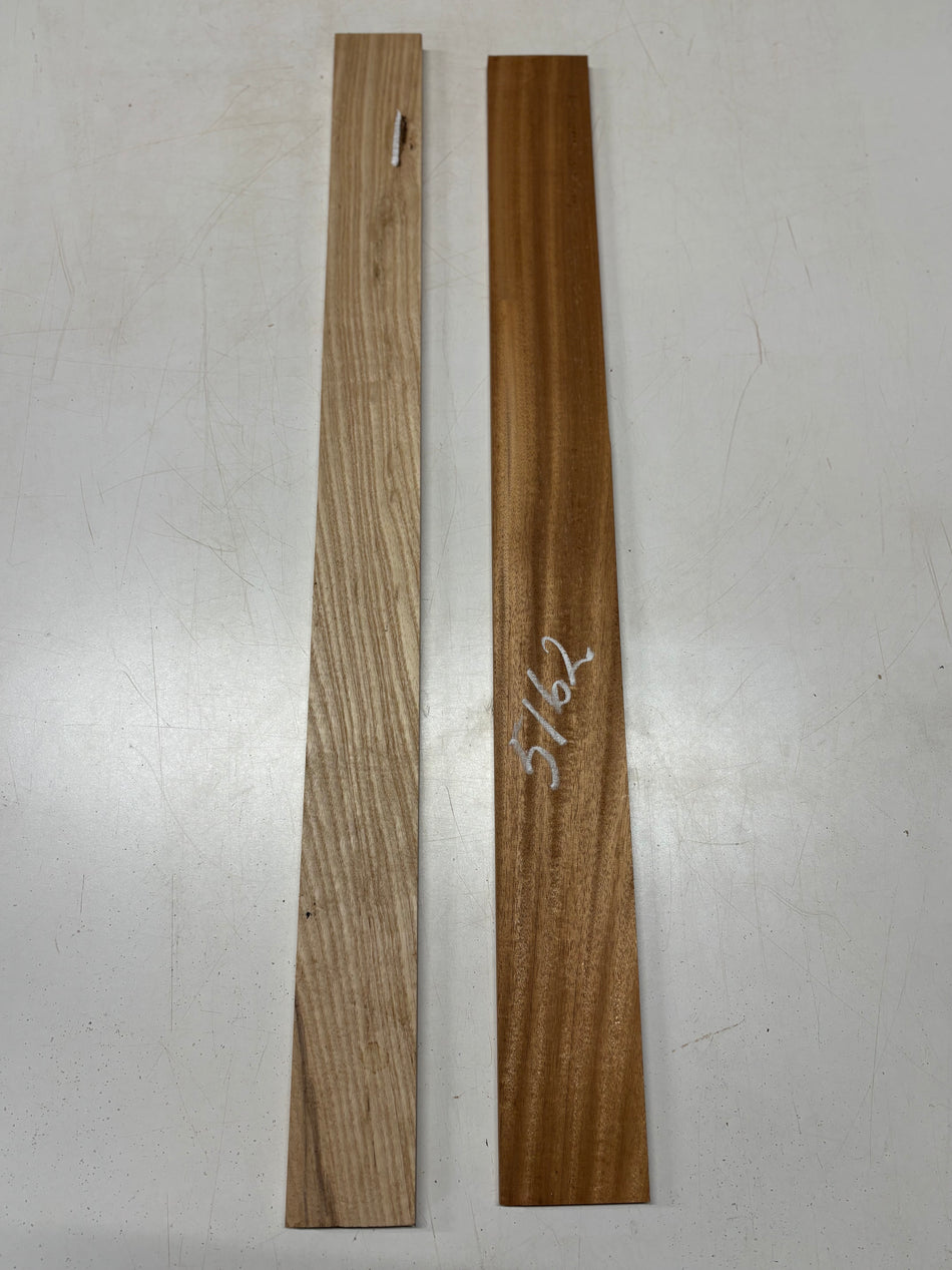 2 Pack, 2 Species Mahogany + White Ash Thin Stock Lumber  Mahogany - 37"x3-5/8"x1/2"  White Ash -37"x3"x5/8"#5162
